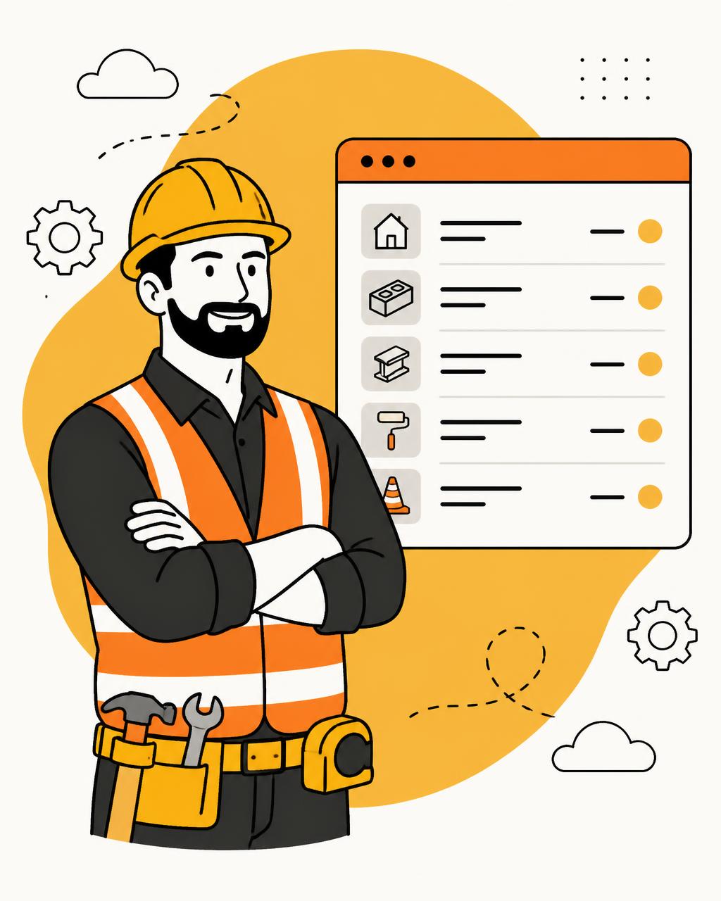 Contractor in a hard hat on an active job site